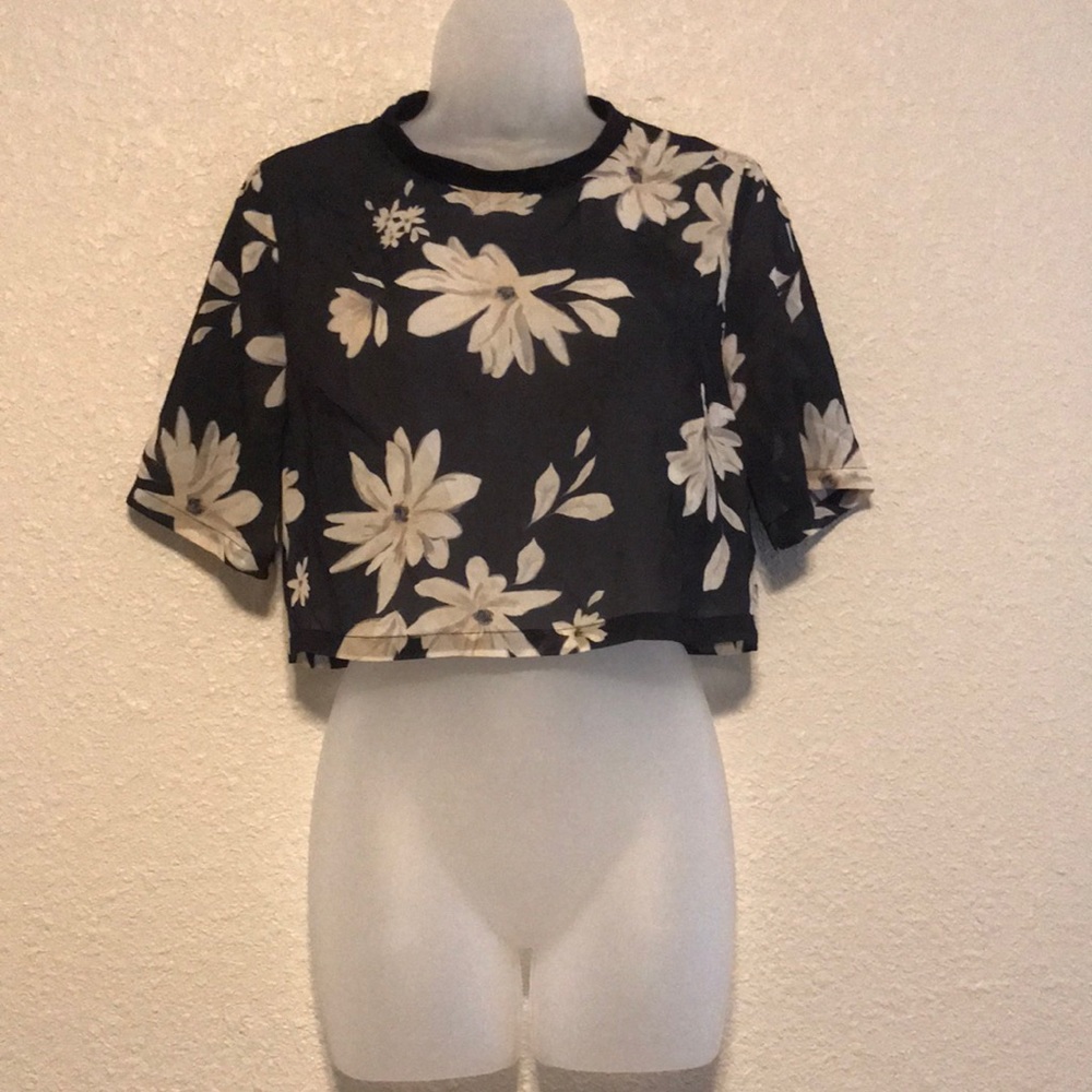 Sheer floral crop top